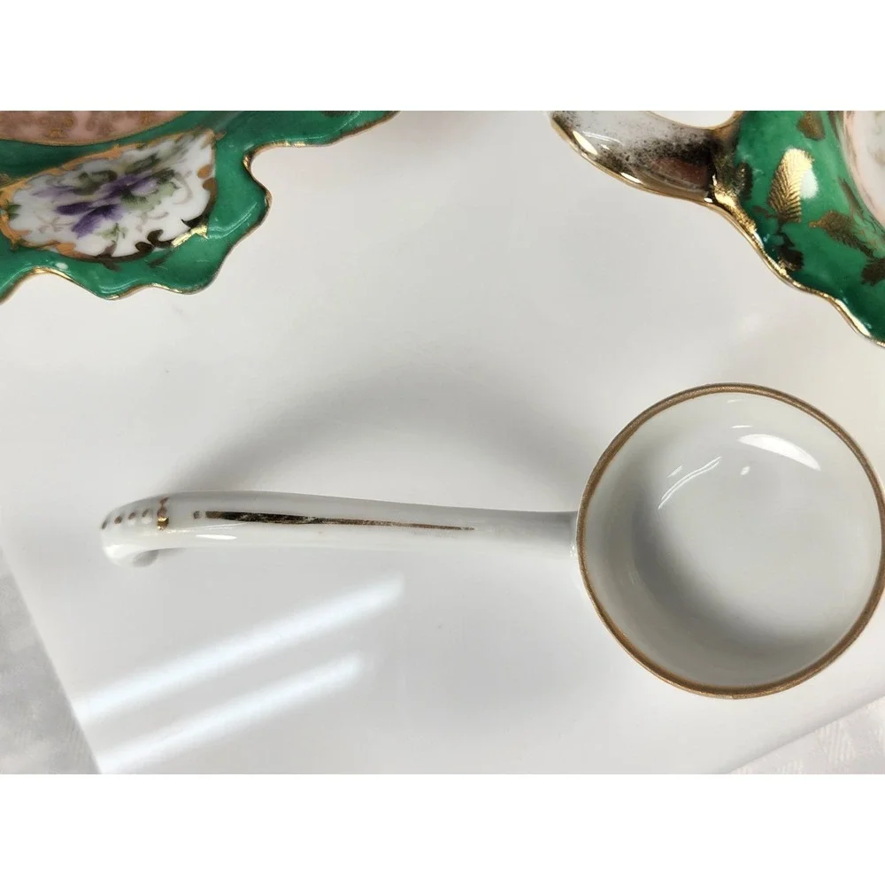 Rare 3 Piece Set 1819-1919 Victoria Carlsbad Austria Tray Bowl Ladle Brilliant